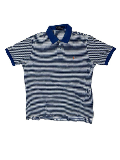Polo Ralph Lauren Blue Striped Y2K Polo Top Large