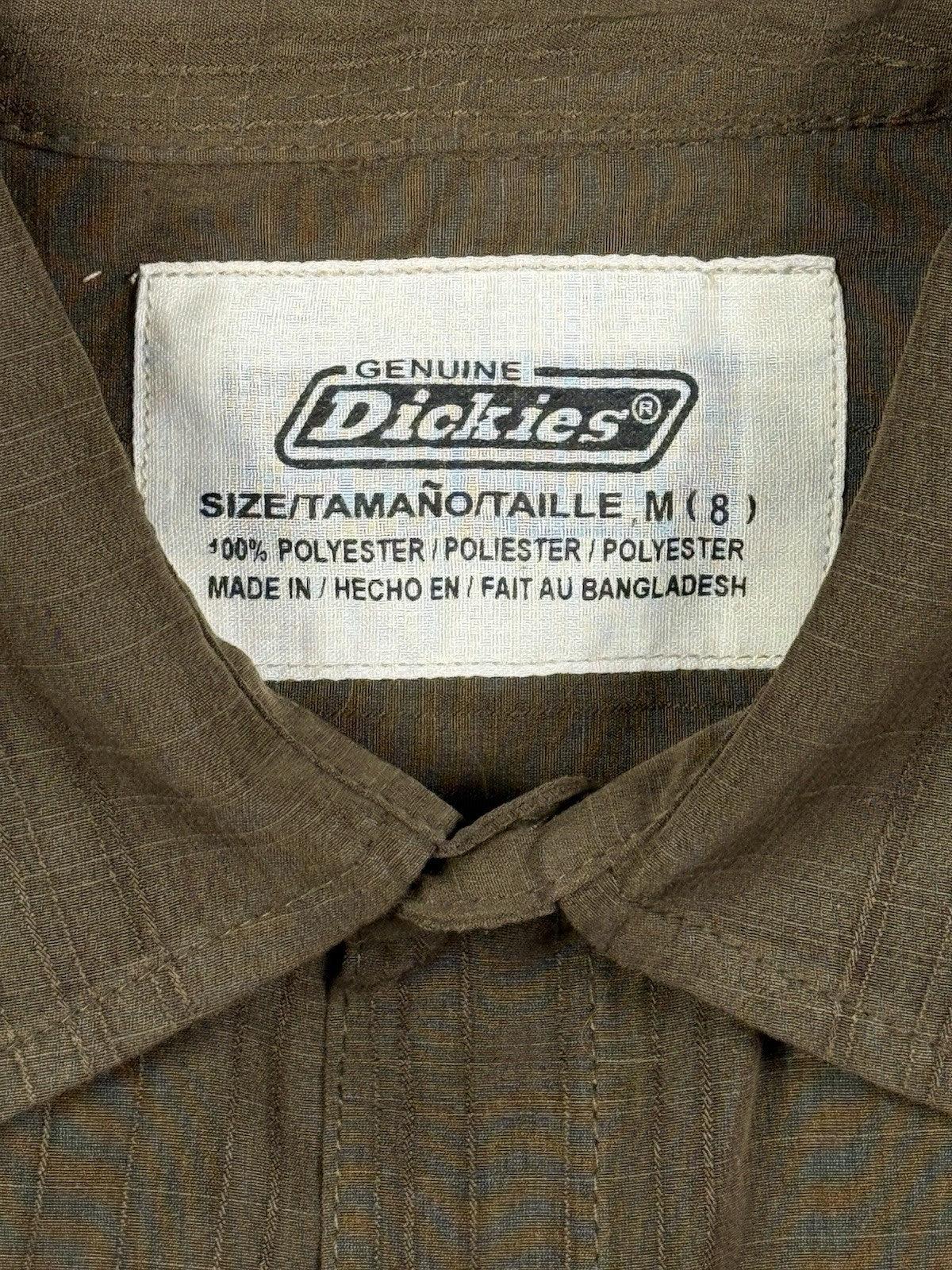 Dickies Striped Brown Polyester Button Shirt Youth Medium (age 8)