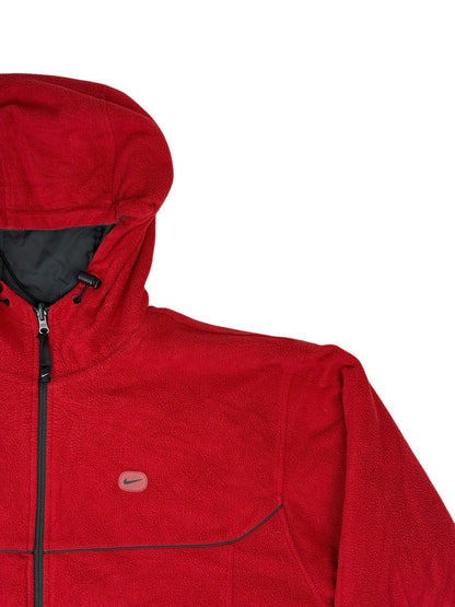 Nike Grey and Red Reversible Heavyweight Fleece Lined Jacket Large