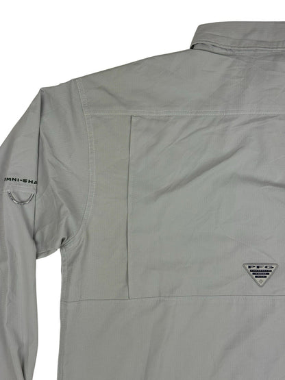 Columbia Grey PFG Polyester Fishing Shirt Large