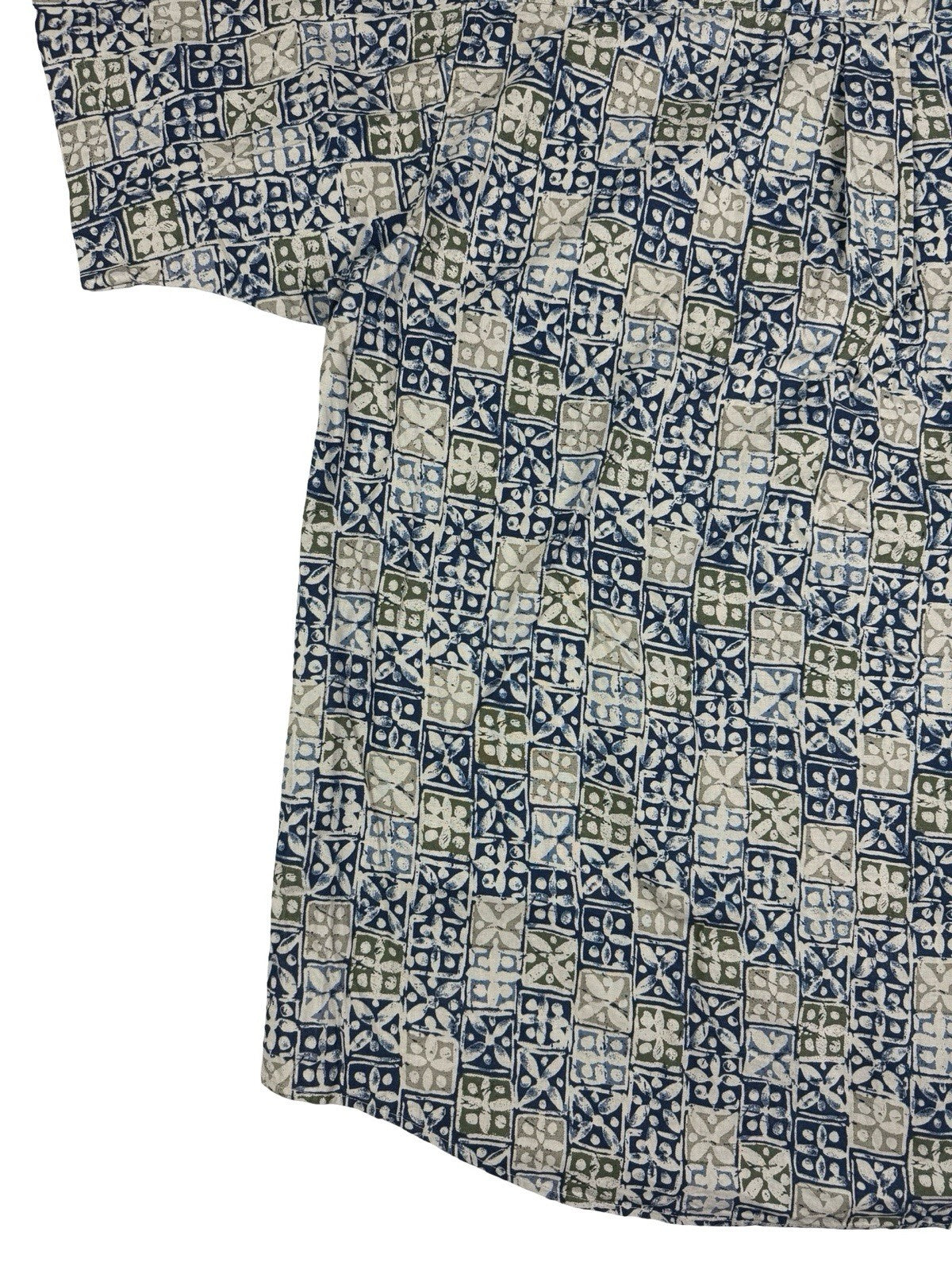 David Taylor Retro Multicolour Floral Pattern Short Sleeve Cotton Shirt Large