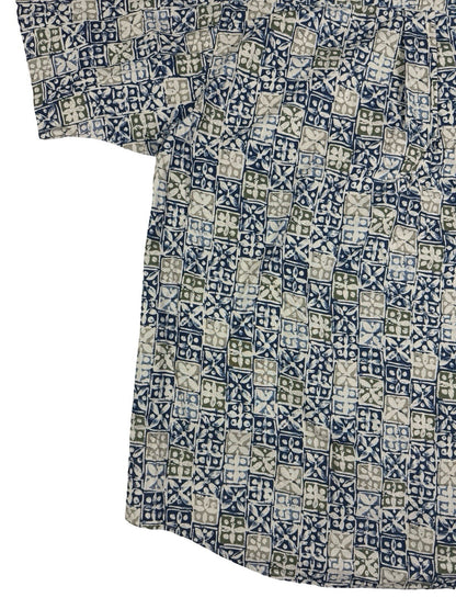 David Taylor Retro Multicolour Floral Pattern Short Sleeve Cotton Shirt Large