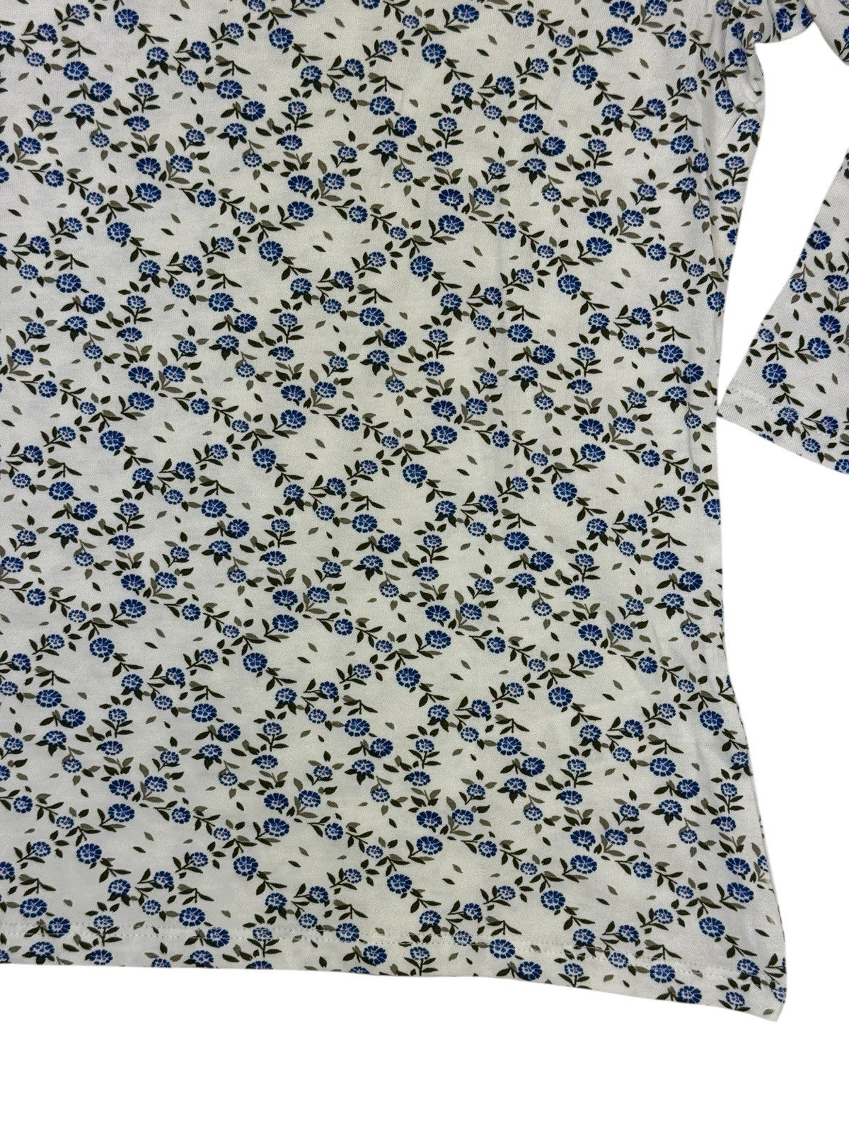 BNWT M&S Cream Floral Pattern 3/4 Sleeve Cotton Blend Top