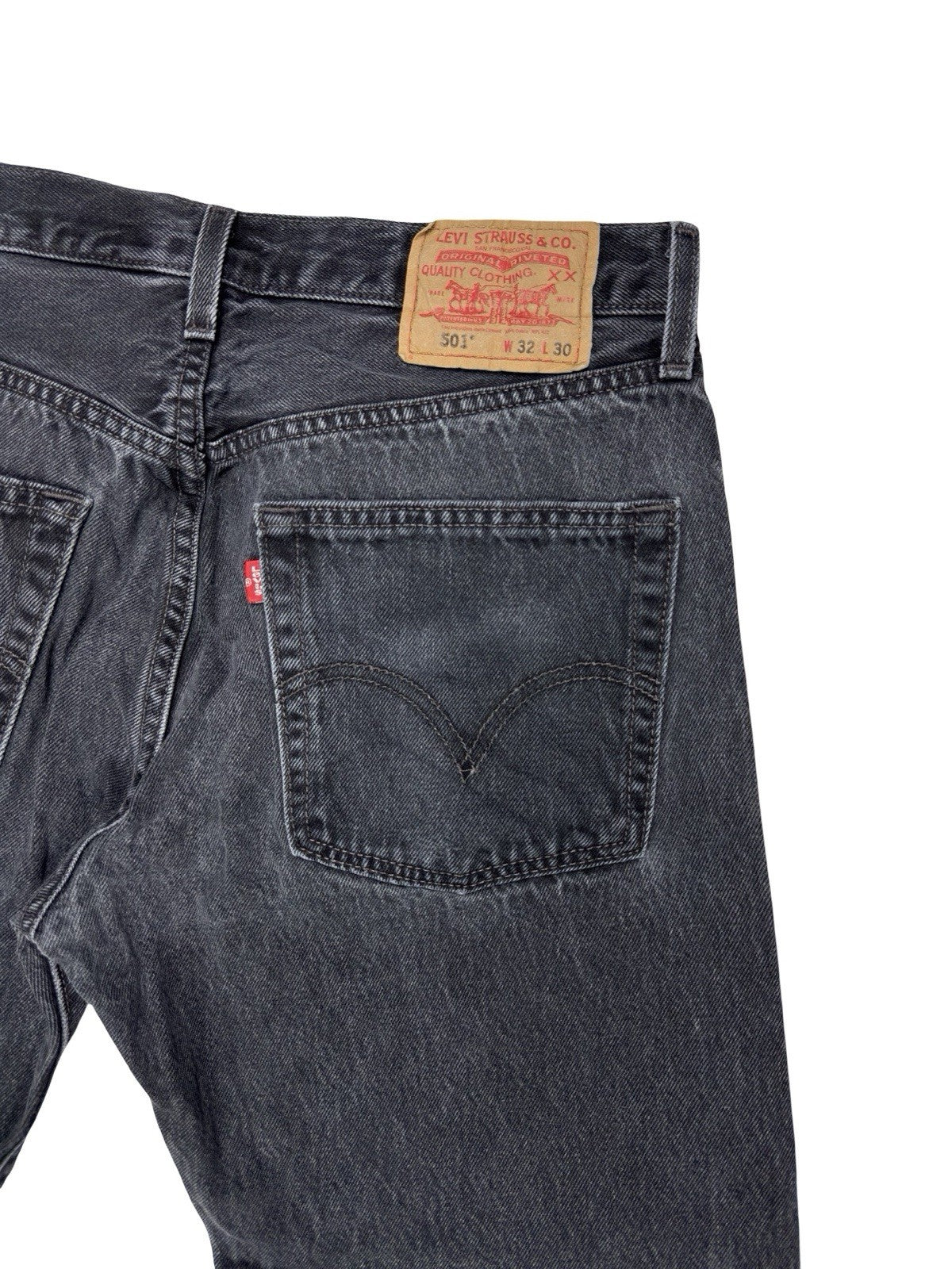 Levi's 501 Black Faded Retro Straight Leg Denim Jeans 32W 30L