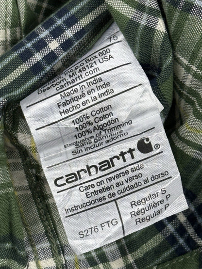 Carhartt Green Plaid Cotton Short Sleeve Flannel Shirt Small