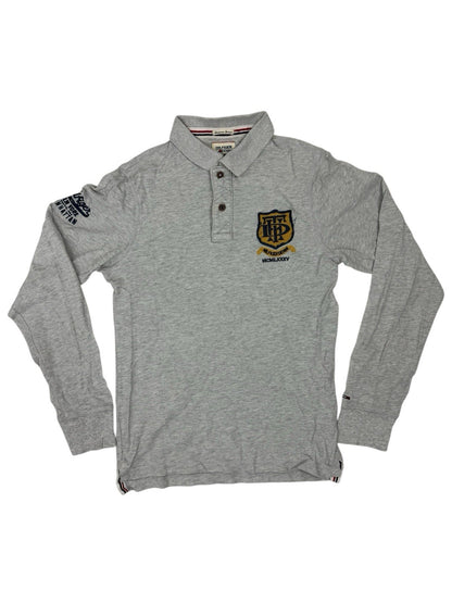 Tommy Hilfiger Grey Long Sleeve Embroidered Polo Top Medium