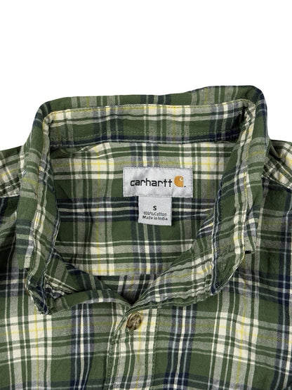 Carhartt Green Plaid Cotton Short Sleeve Flannel Shirt Small