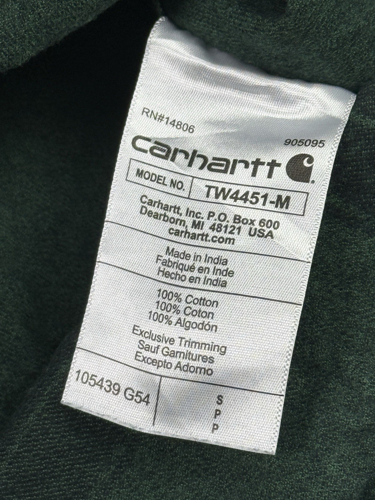 Carhartt Green Plaid Flannel Loose Fit Heavyweight Button Shirt Small