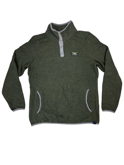 LL Bean Green Fleece Snap Jumper Medium