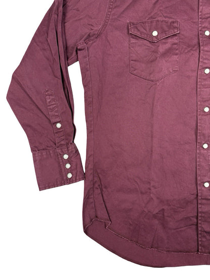 Wrangler Maroon Western Cowboy Pearl Snap Shirt Large
