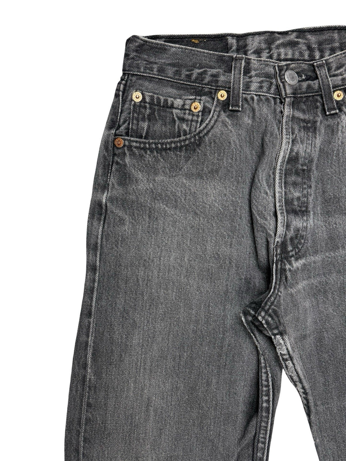 Levi's 501 Vintage Faded Black Straight Leg Denim Jeans 28W 32L
