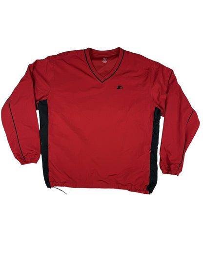 Starter Retro Red Pullover V-Neck Jumper Windbreaker Large