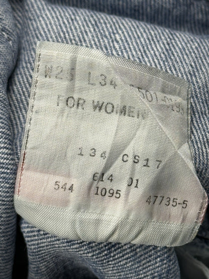 Levi's 501 Vintage Blue Straight Fit Women's Denim Jeans 25W 34L Made In USA