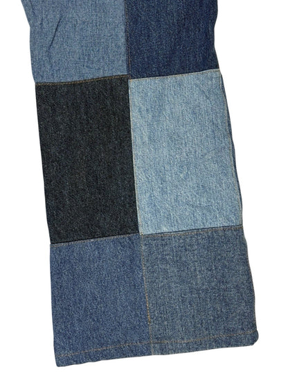 Unique Retro Patchwork Blue Denim Jeans 26W 28L Loose Fit