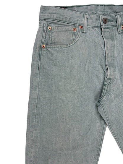 Levi's 501 Green White Oak Cone Denim Straight Leg Jeans 32W 31L