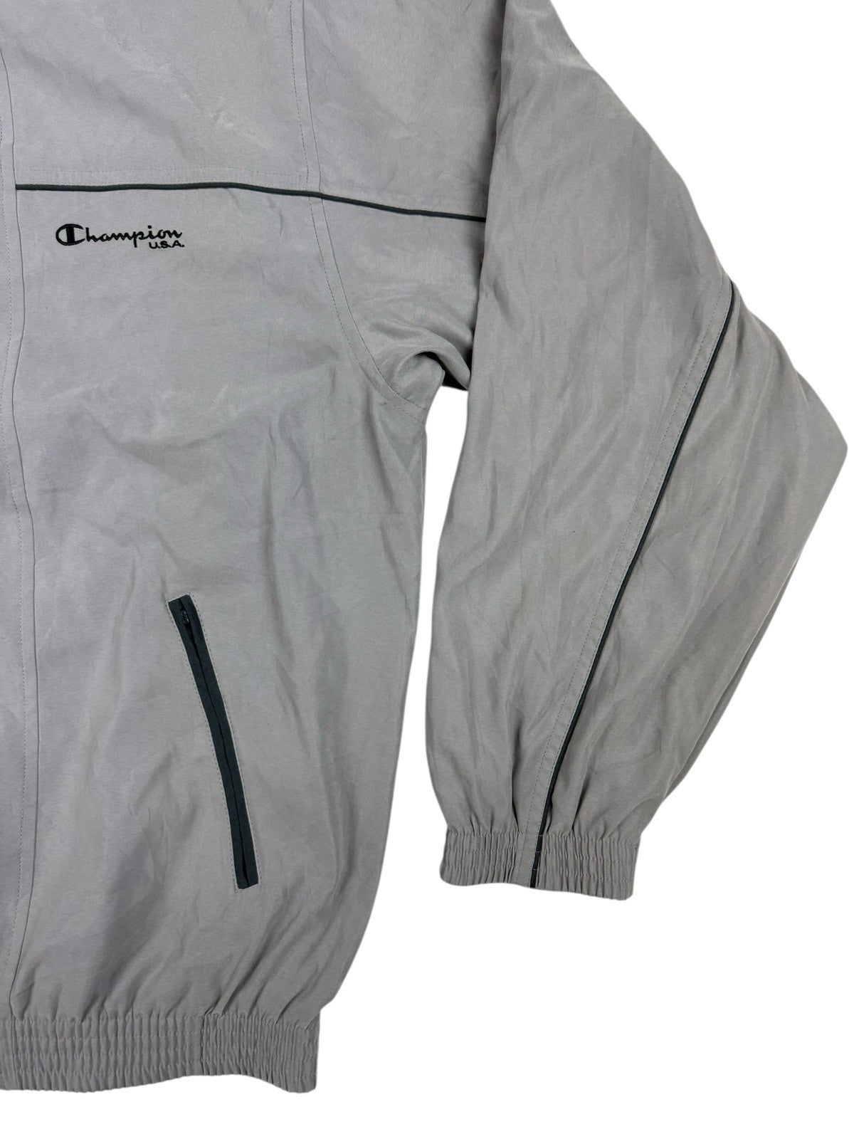 Champion Retro Grey Lined Zip Track  Jacket 2XL