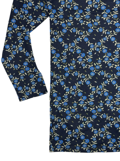 BNWT M&S Blue Floral Polyester 3/4 Sleeve Relaxed Fit Top