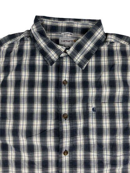 Carhartt Relaxed Fit Blue Plaid Short Sleeve Button Shirt Large