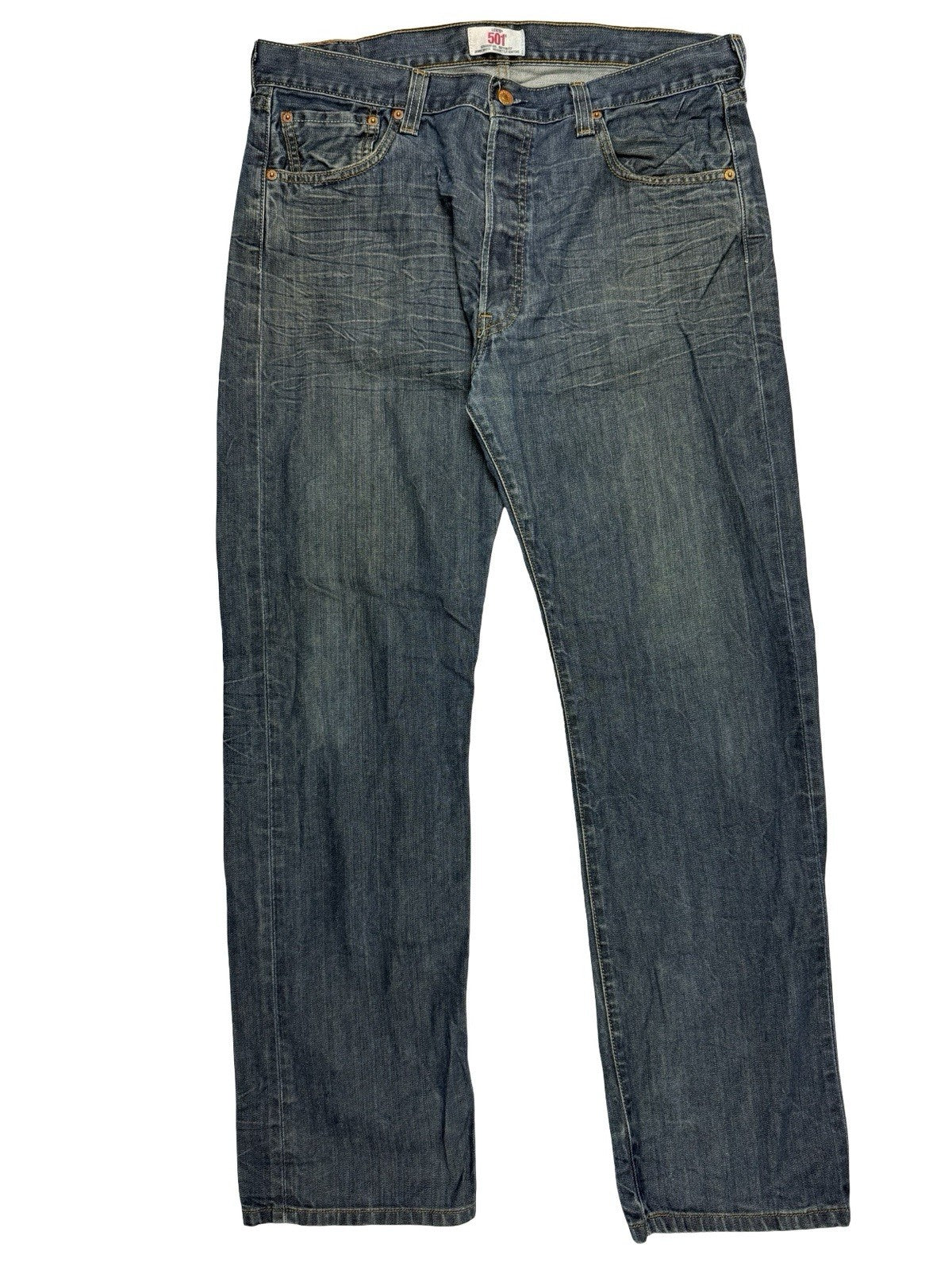 Levi's 501 Blue Straight Leg Button Fly Denim Jeans 36W 32L