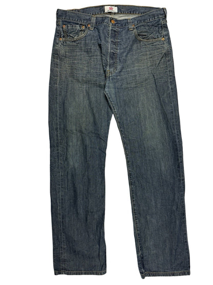 Levi's 501 Blue Straight Leg Button Fly Denim Jeans 36W 32L