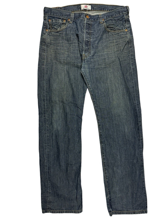 Levi's 501 Blue Straight Leg Button Fly Denim Jeans 36W 32L