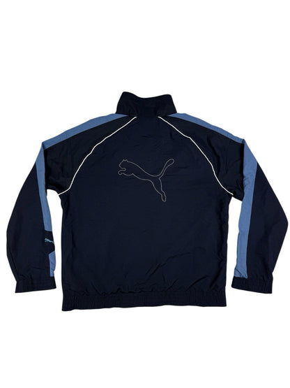 Puma Blue Retro Mesh Lined Y2K Zip Track Jacket Large