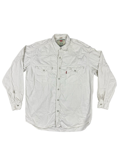 Levi's Vintage Pearl Snap White Western Long Sleeve Button Shirt Medium