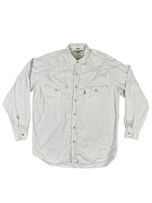 Levi's Vintage Pearl Snap White Western Long Sleeve Button Shirt Medium