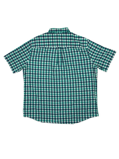 Chaps Green Check Easy Care Short Sleeve Collared Shirt 2XL