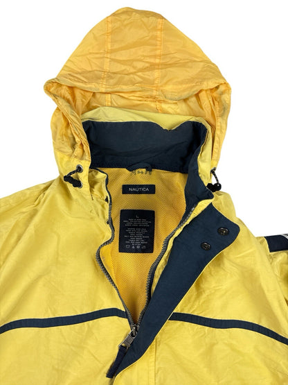 Nautica Retro Yellow Hooded Zip Windbreaker Americana Jacket Large