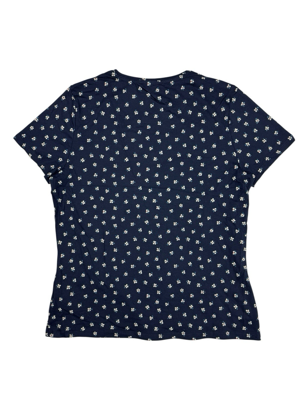 BNWT M&S Blue Floral Cotton Blend Fitted T-Shirt Top
