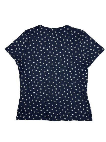 BNWT M&S Blue Floral Cotton Blend Fitted T-Shirt Top
