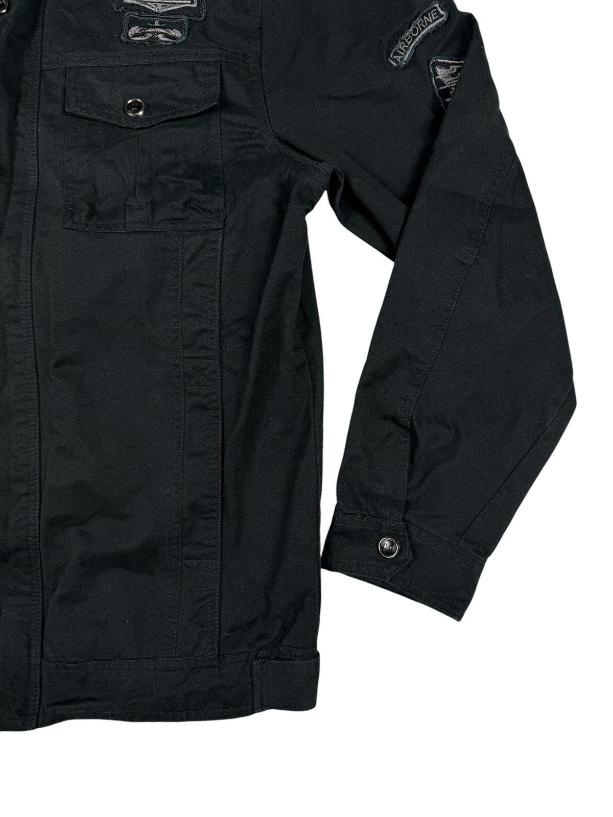 Free Spirit Black Zip Military Coat Jacket Medium
