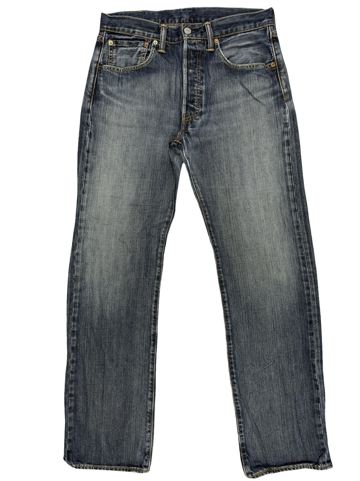 Levi's 501 Blue Straight Fit Button Fly Denim Jeans 32W 32L