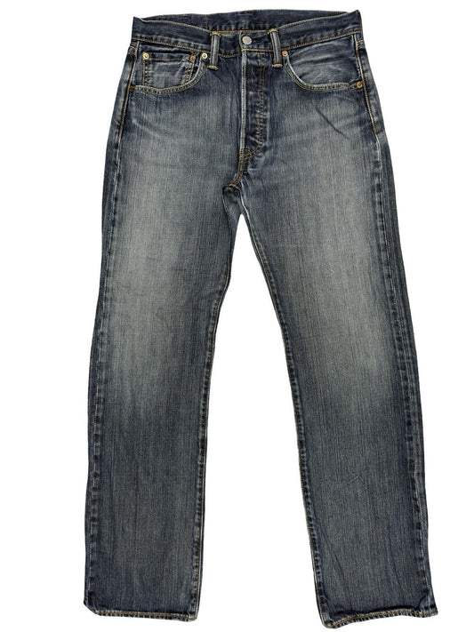 Levi's 501 Blue Straight Fit Button Fly Denim Jeans 32W 32L
