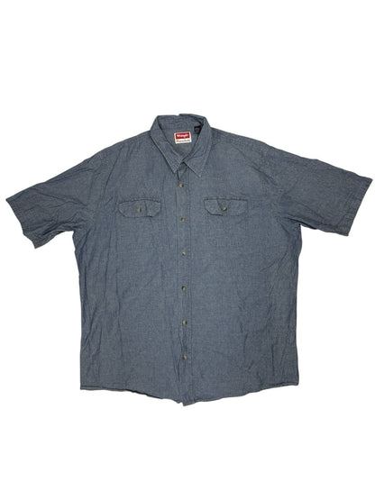Wrangler Blue Cotton Collared Short Sleeve Shirt 2XL