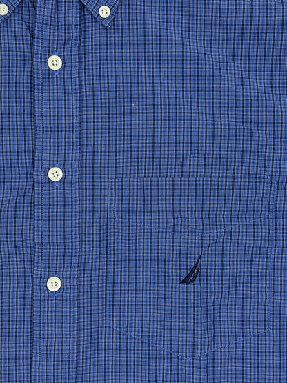 Nautica Blue Check Collared Shirt Medium