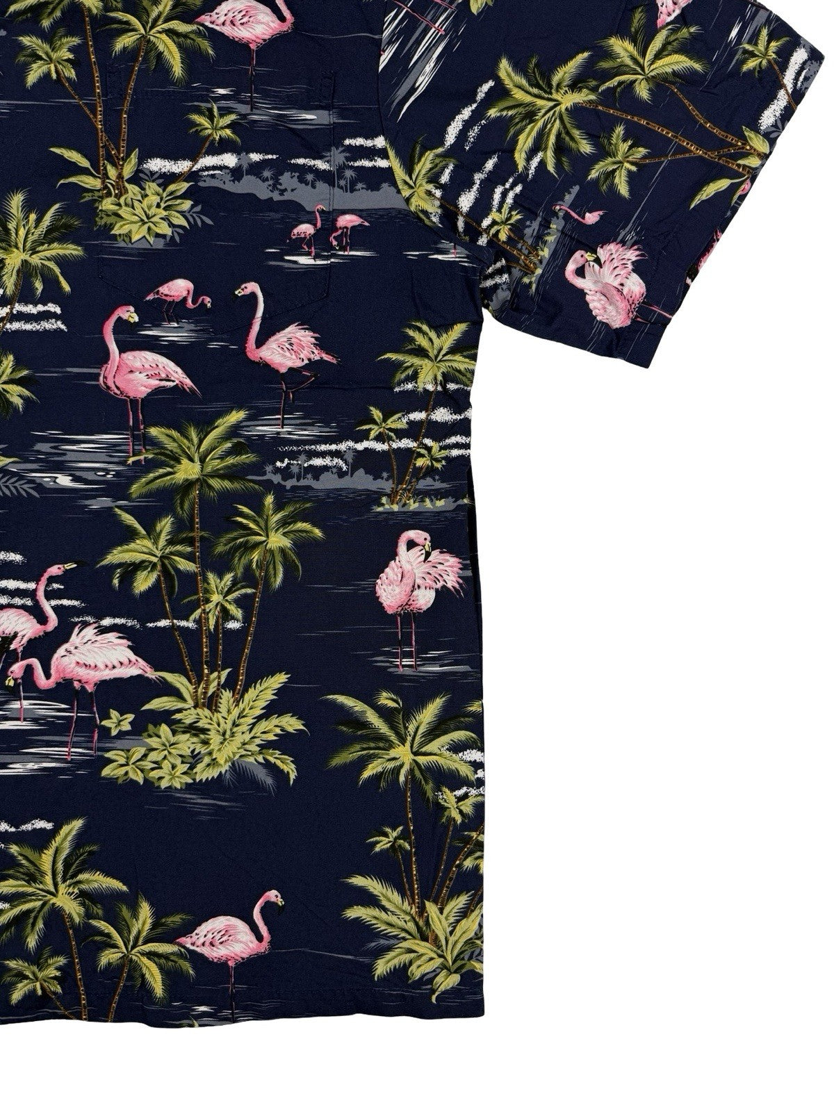 Vintage Ky's Blue Hawaiian Cotton Beach Holiday Flamingo Tropical Shirt XL