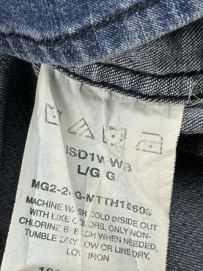 Wrangler Flex Comfort Blue Pearl Snap Western Denim Shirt Large