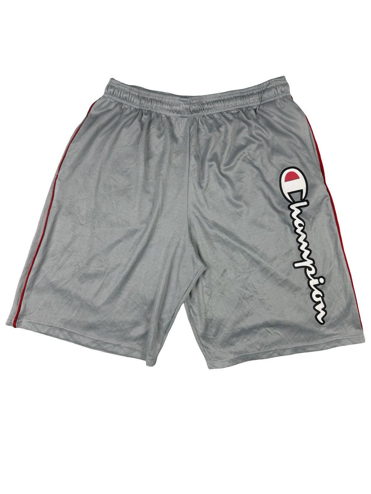 Champion Grey Polyester Spell Out Logo Basketball Sport Shorts Large