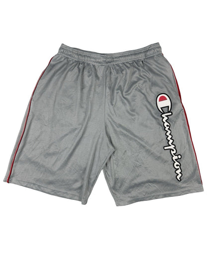 Champion Grey Polyester Spell Out Logo Basketball Sport Shorts Large