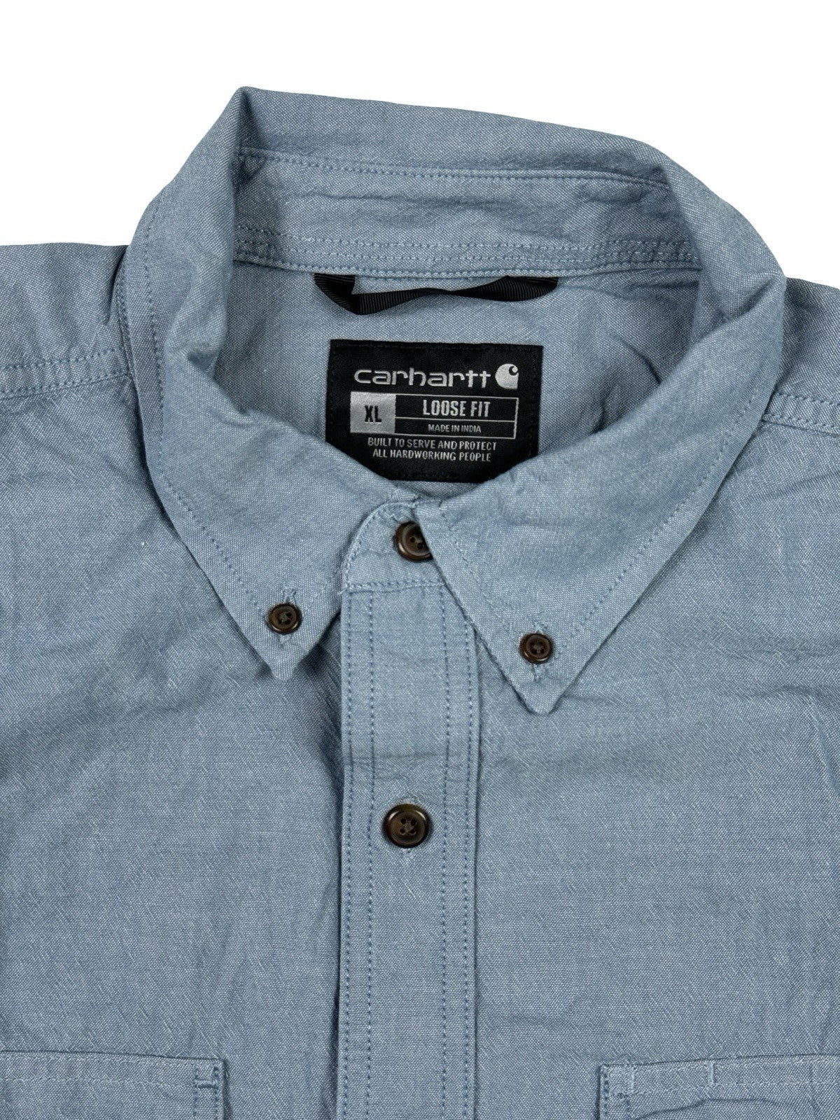 Carhartt Loose Fit Midweight Denim Blue Chambray Long Sleeve Shirt XL