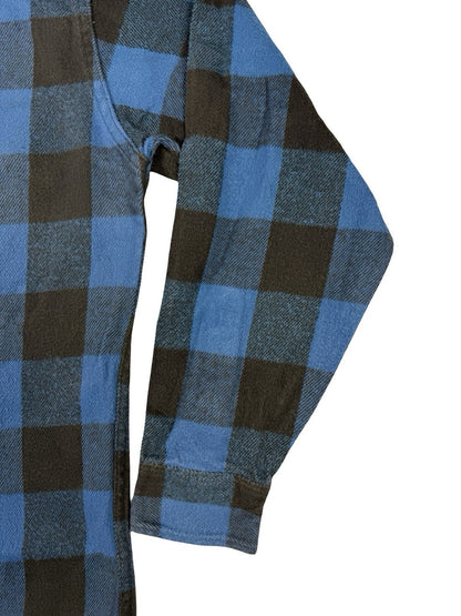 Fieldmaster Vintage Faded Blue Plaid Cotton Lumberjack Grunge Shirt Medium USA