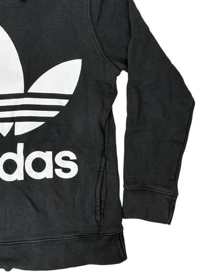Adidas Black Big Trefoil Printed Logo Hoodie Size 10