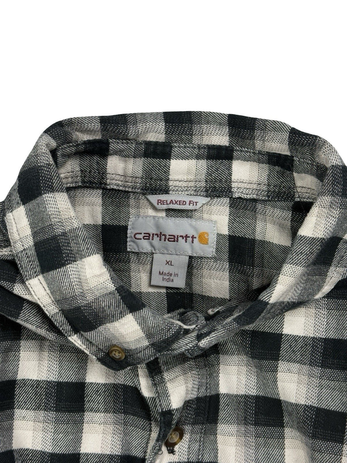 Carhartt Black Plaid Hamilton Relaxed Fit Button Shirt XL