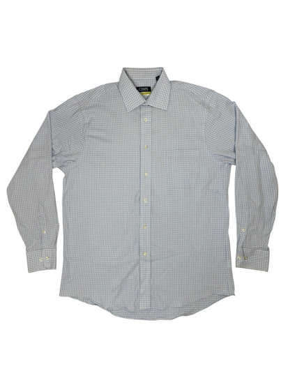 Chaps Blue Check Long Sleeve Collared Shirt Large (16in Collar)