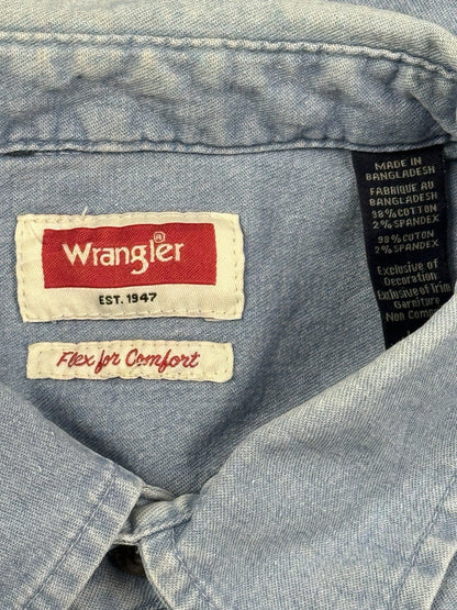 Wrangler Flex Comfort Blue Denim Western Shirt Large
