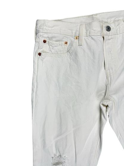 Levi's 501 CT White Distressed Denim Jeans 28W 32L