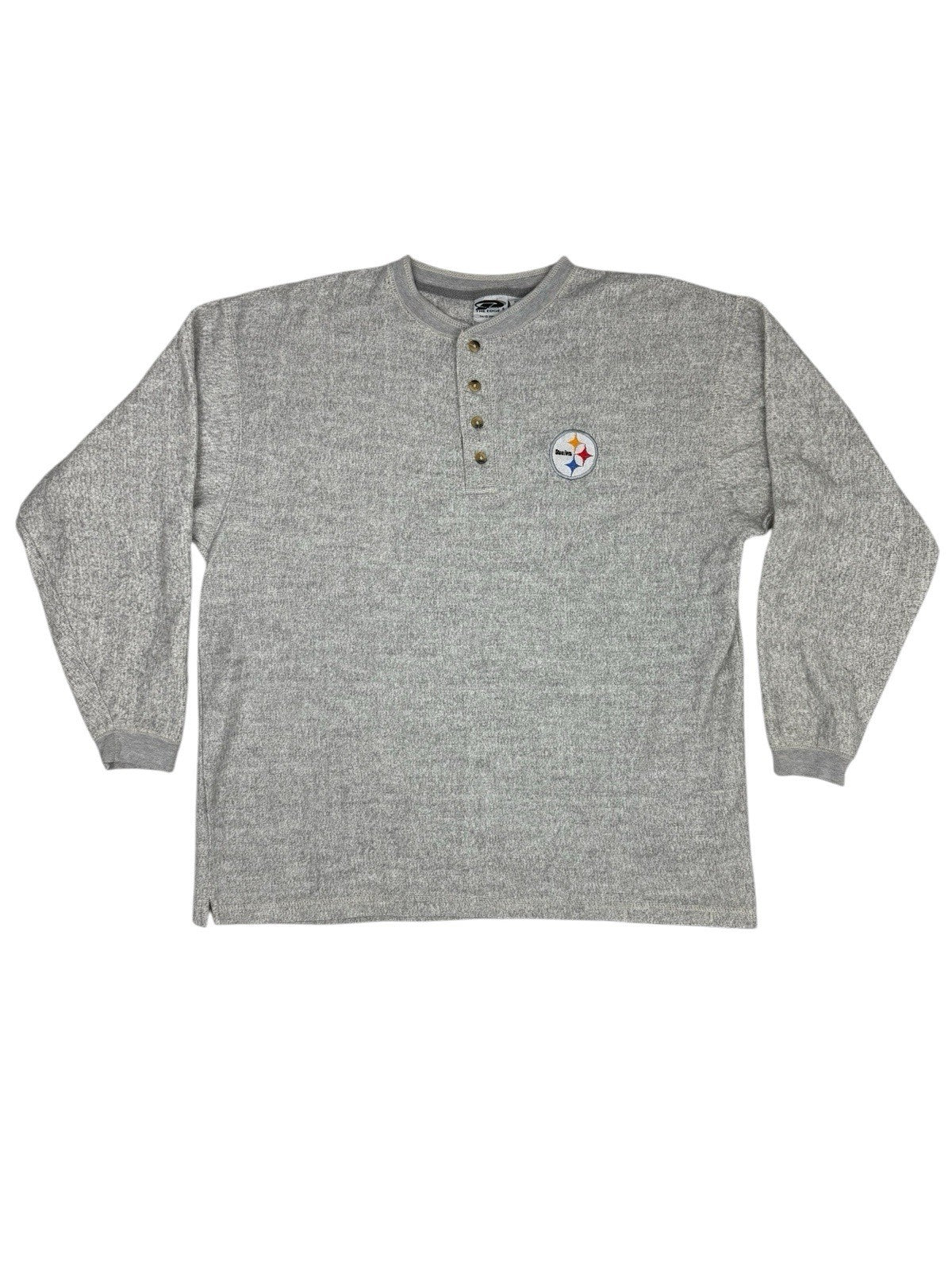 Pro Edge NFL Vintage Pittsburgh Steelers Grey Henley Jumper XL