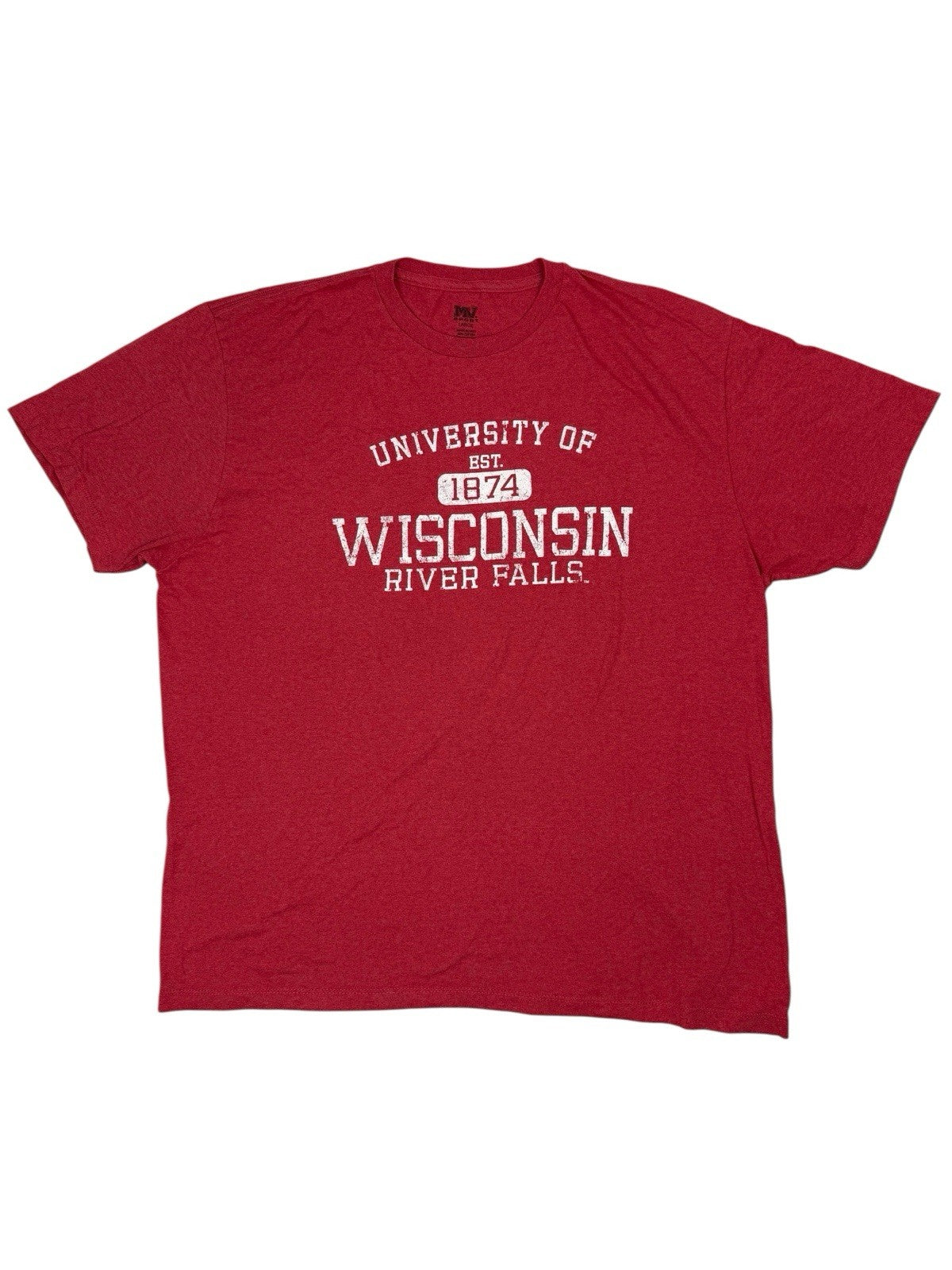 University of Wisconsin Red Distressed Print American College Top T-Shirt Large
